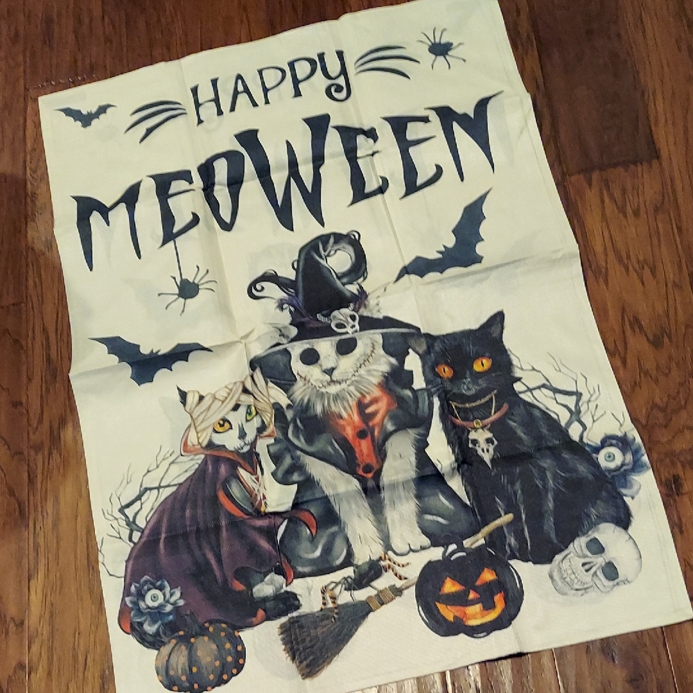 Halloween Cat Spooky Outdoor Double Sided Flag Decor 28 X 40 Large